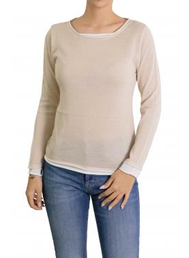 Maglia girocollo con contrasti di colore 